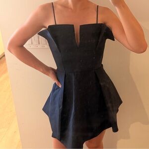 C/MEO Collective Black Strapless V-Neck Peplum Mini Dress